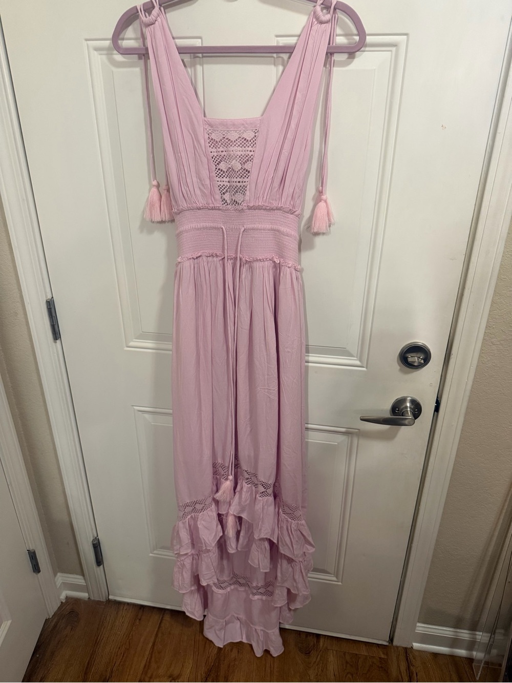 VENUS Light Pink Maxi Dress with Tassel Straps